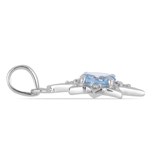 BUY 925 SILVER REAL SWISS BLUE TOPAZ GEMSTONE PENDANT